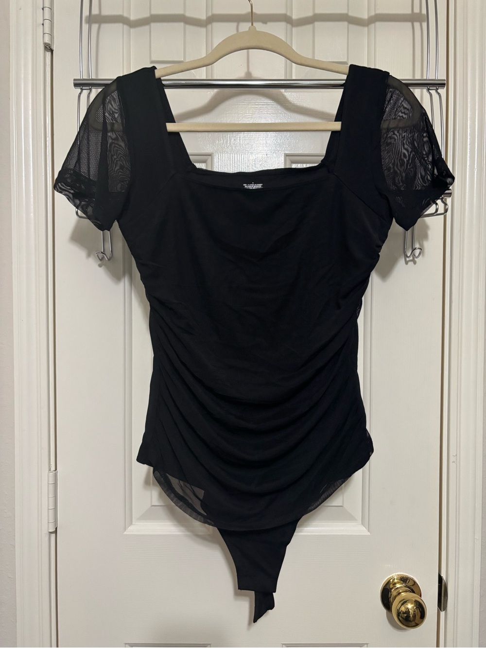NWOT Black Short-Sleeve Ruched Bodysuit - Women Tops